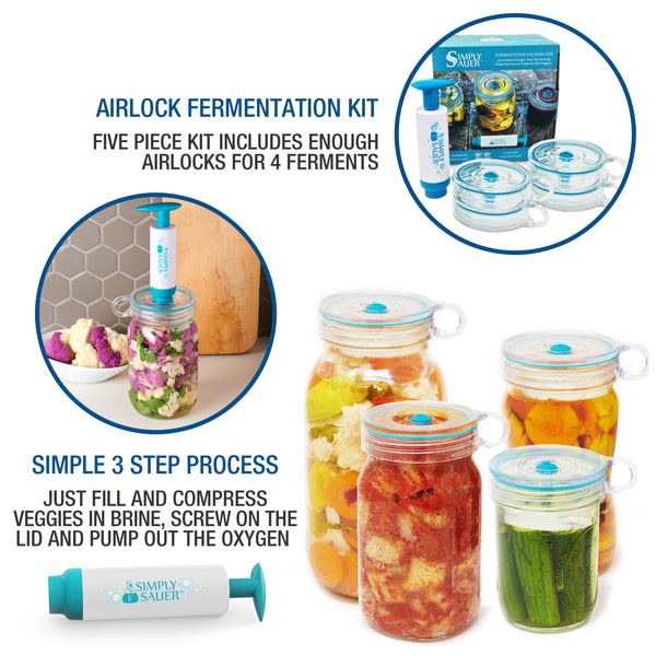 Simply Sauer -  4 Fermentation Airlocks and 1 Vacuum Pump <br> 5 Piece Kit - Fermentology