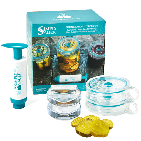 Simply Sauer - 2 Fermentation Airlocks, 2 Sauer Stones and 1 Vacuum Pump - 5 Piece Kit - Fermentology